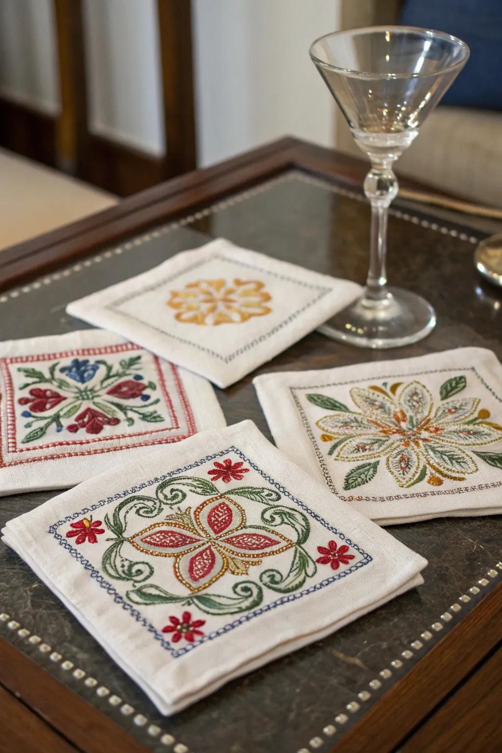 Add sophistication with handcrafted cocktail napkins.