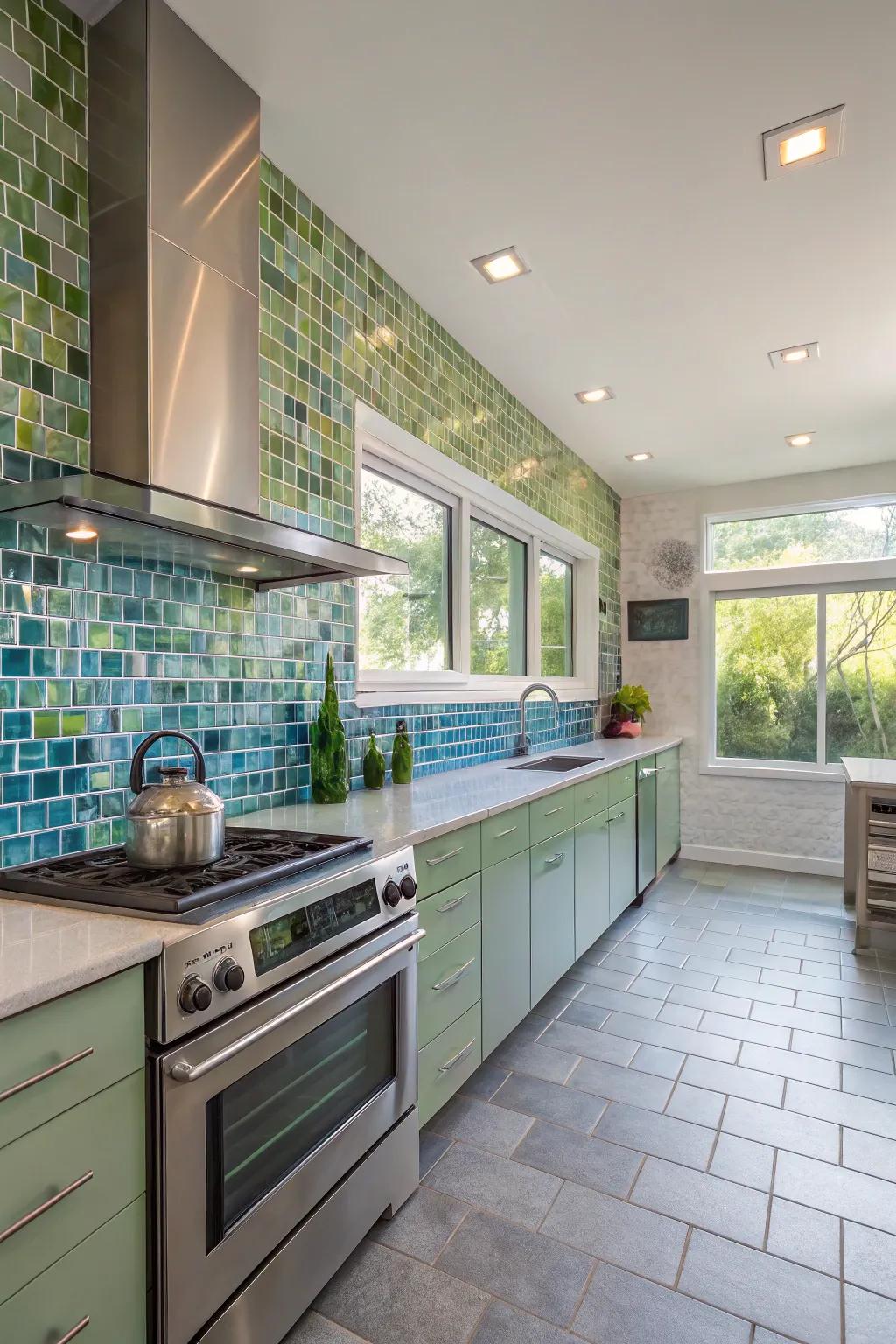 Eco-friendly glass tiles offer sustainable style without compromising beauty.