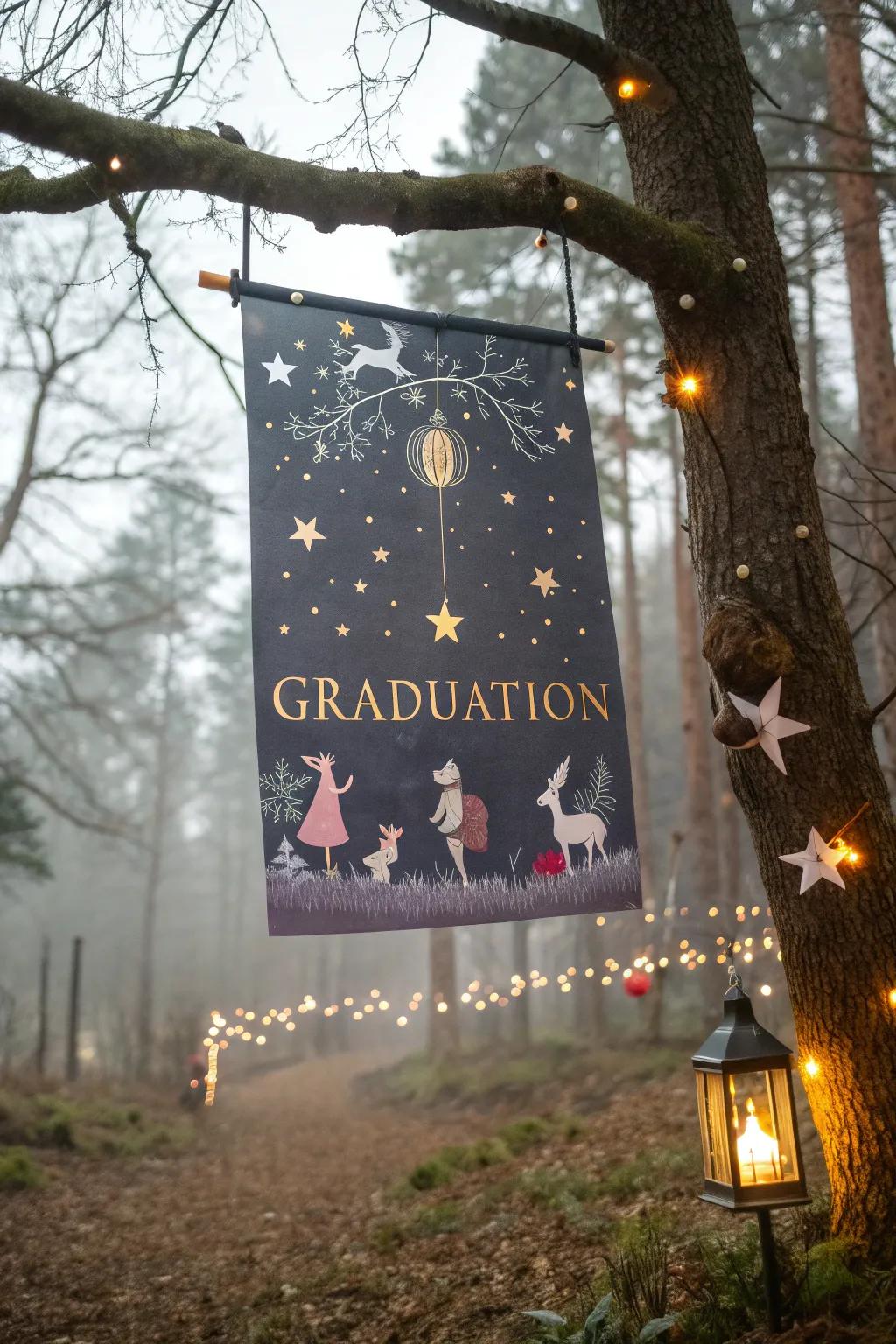 A magical storybook-themed banner for a whimsical celebration.