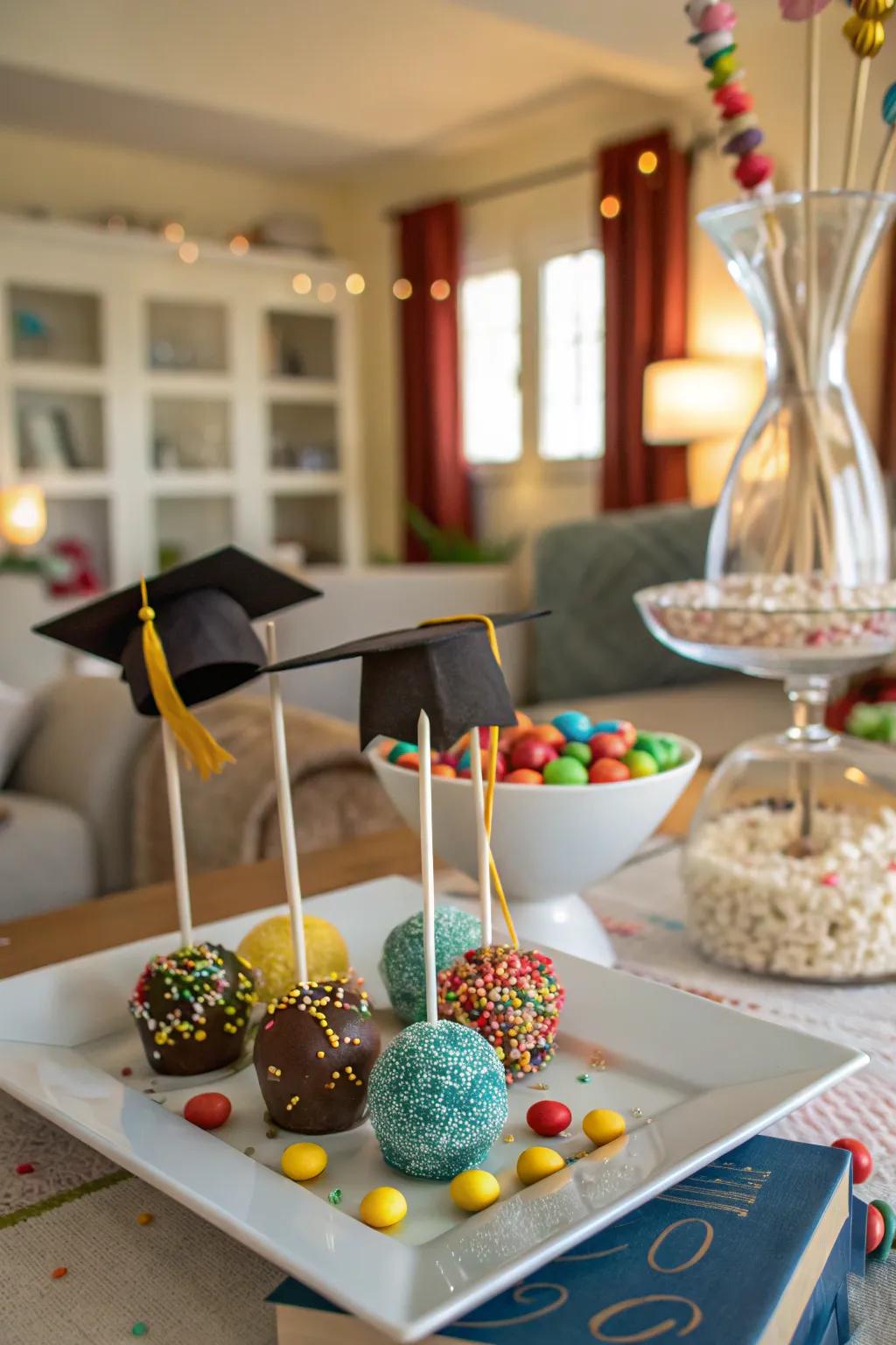 Graduation cap cake pops are both fun and delicious, perfect for any celebration.