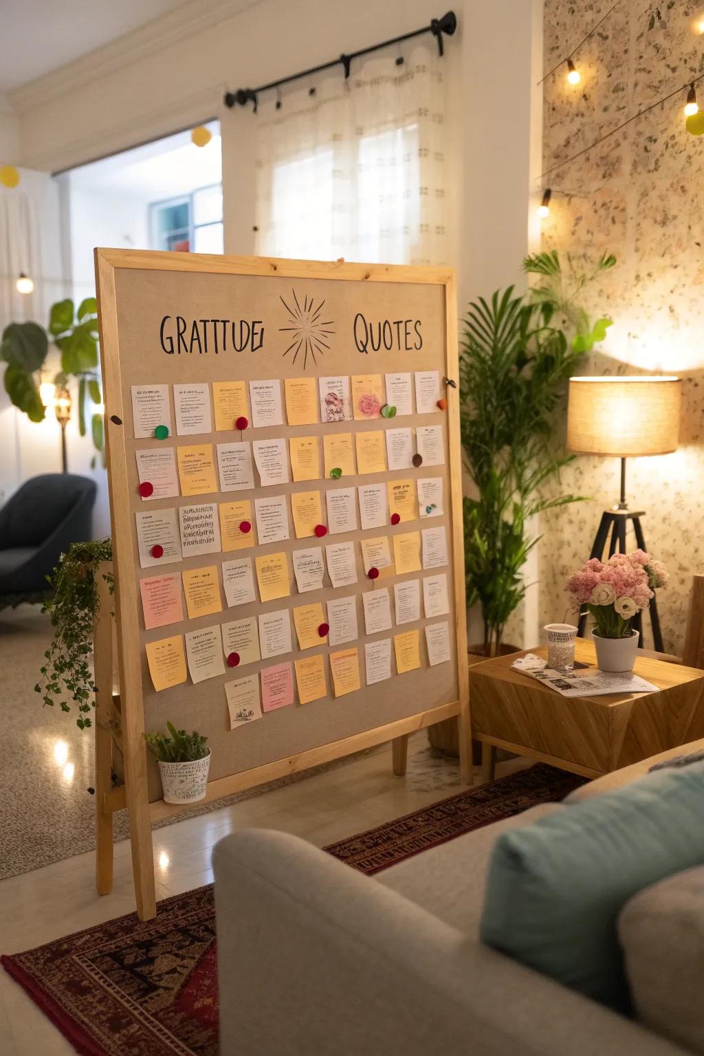 Foster gratitude with a wall dedicated to thankfulness.