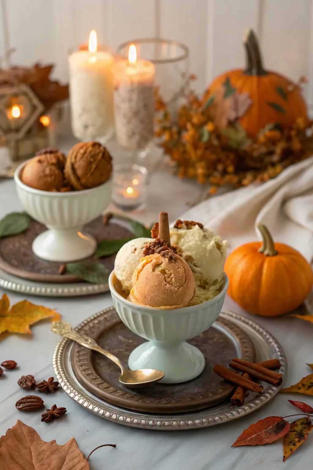 A seasonal ice cream flavor table that celebrates the essence of the season.