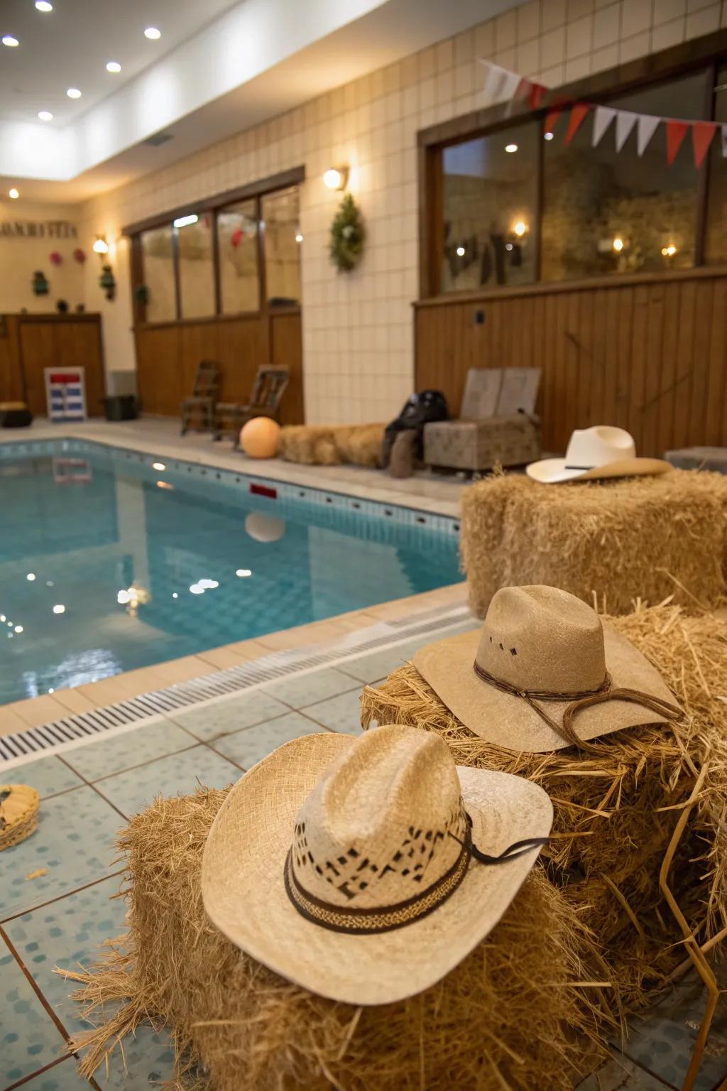 Kick up your boots at a western-themed hoedown by the pool.