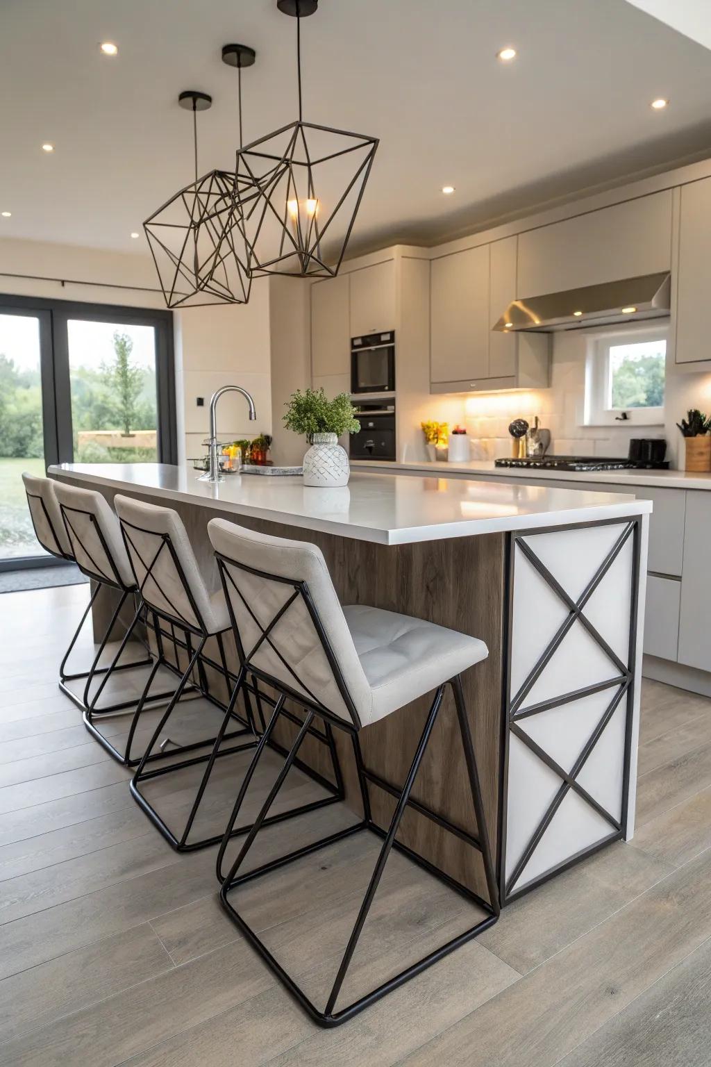 Geometric designs add a futuristic touch to your kitchen.