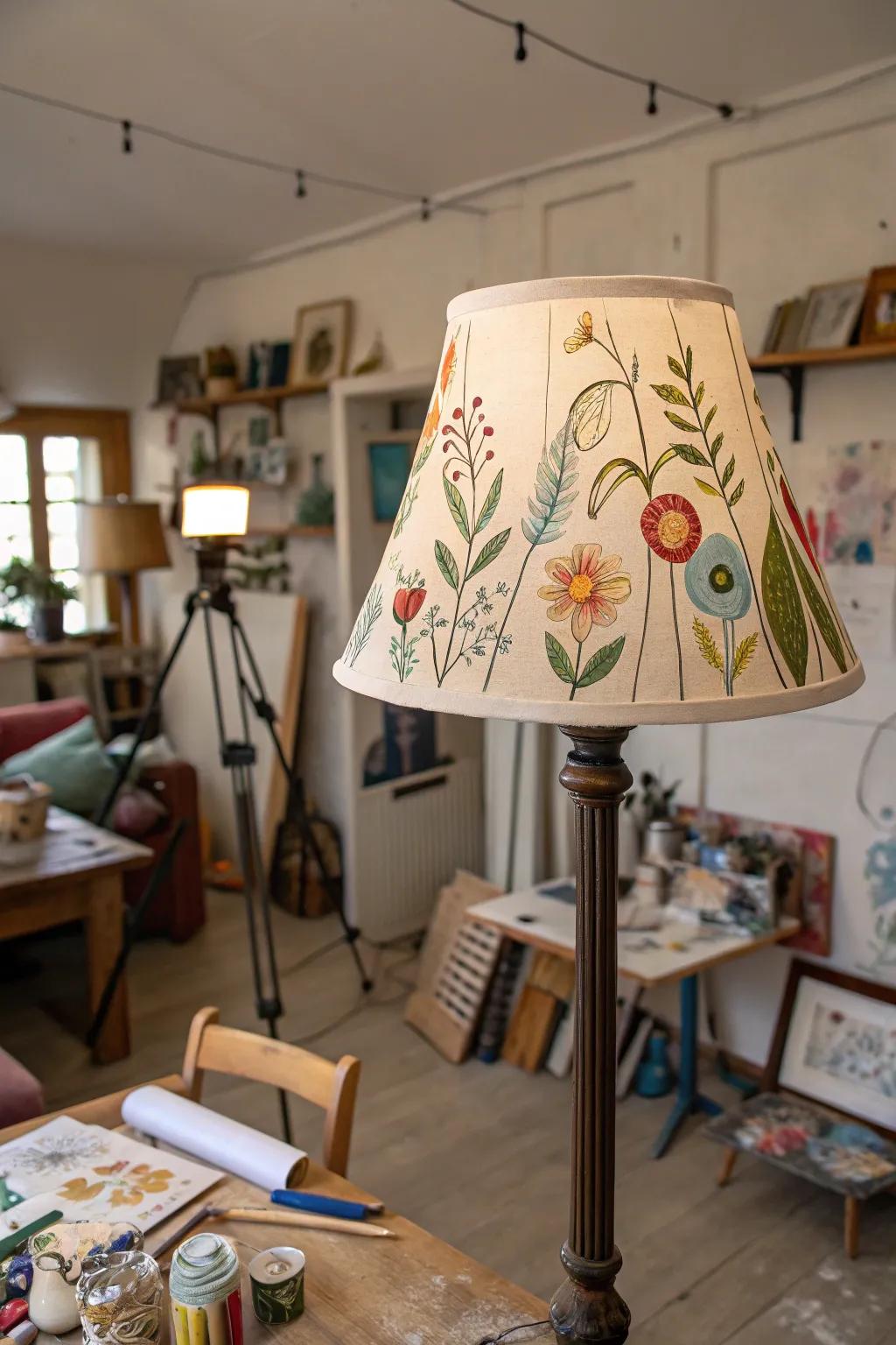 Add a creative twist with painted edges on your lampshade.