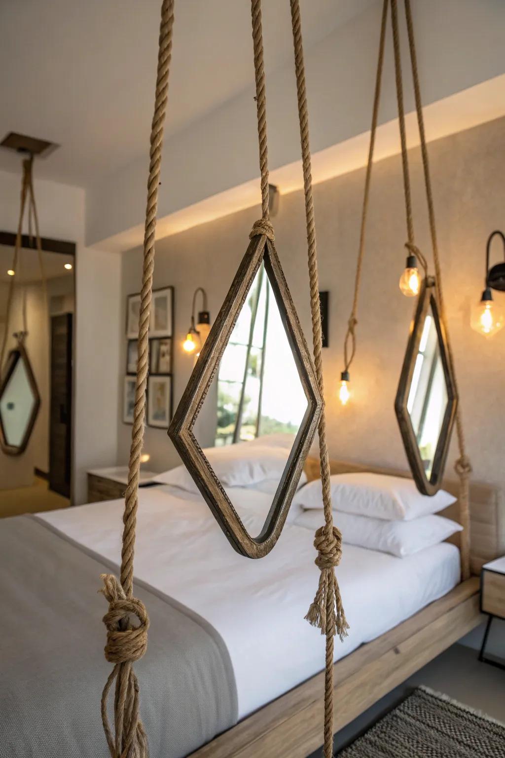 Hanging mirrors add artistic flair and a personal touch to your decor.