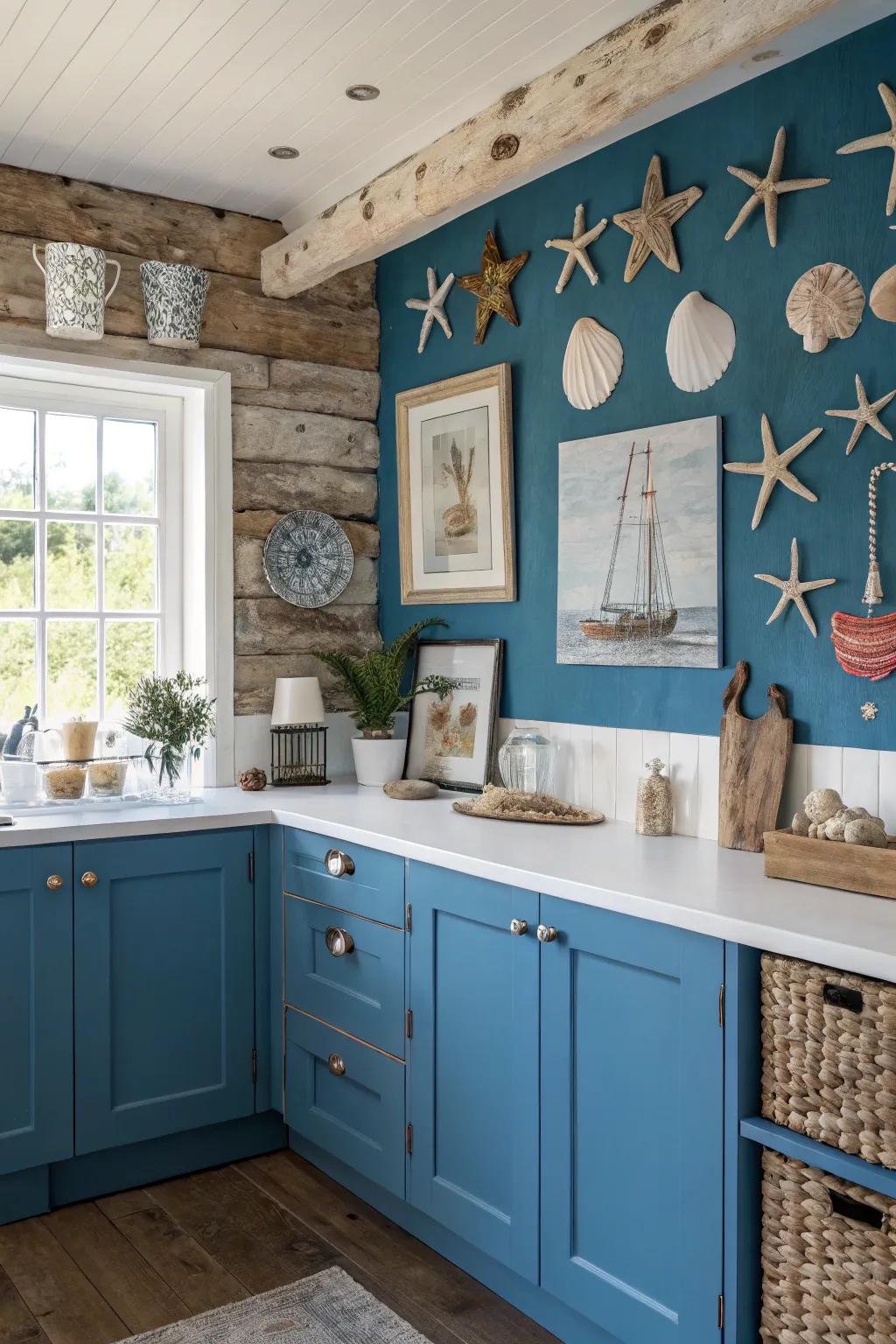 A feature wall creates a striking focal point in the kitchen.