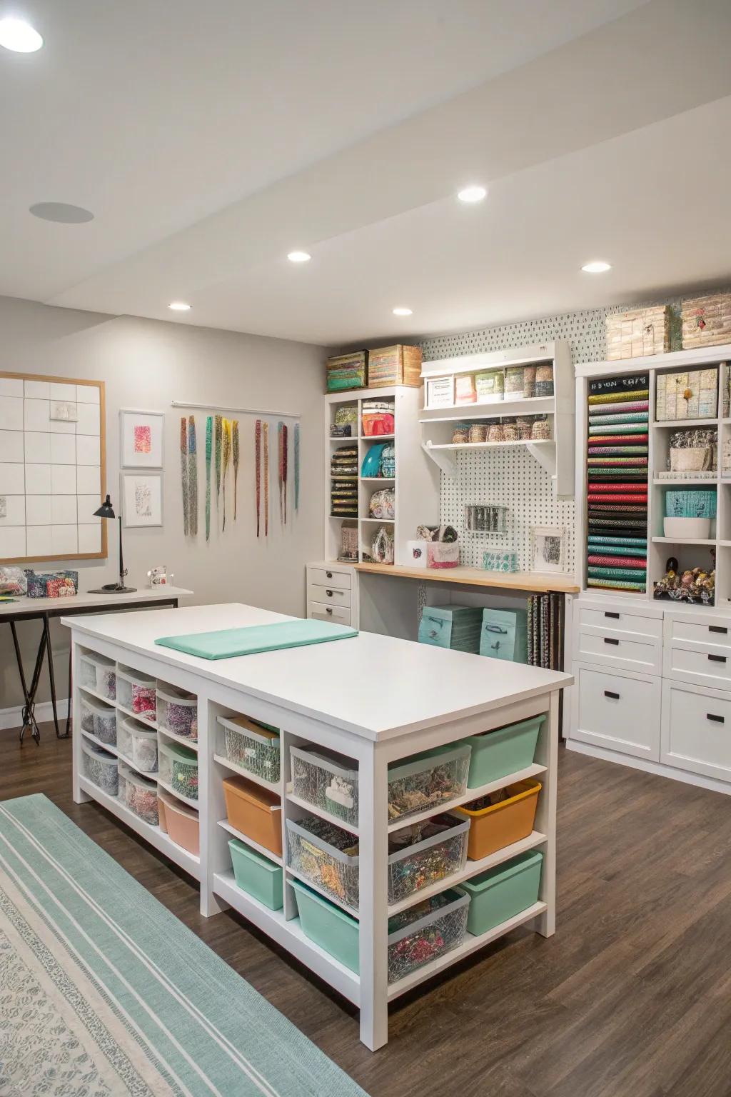 A dedicated crafting haven in a versatile flex room.