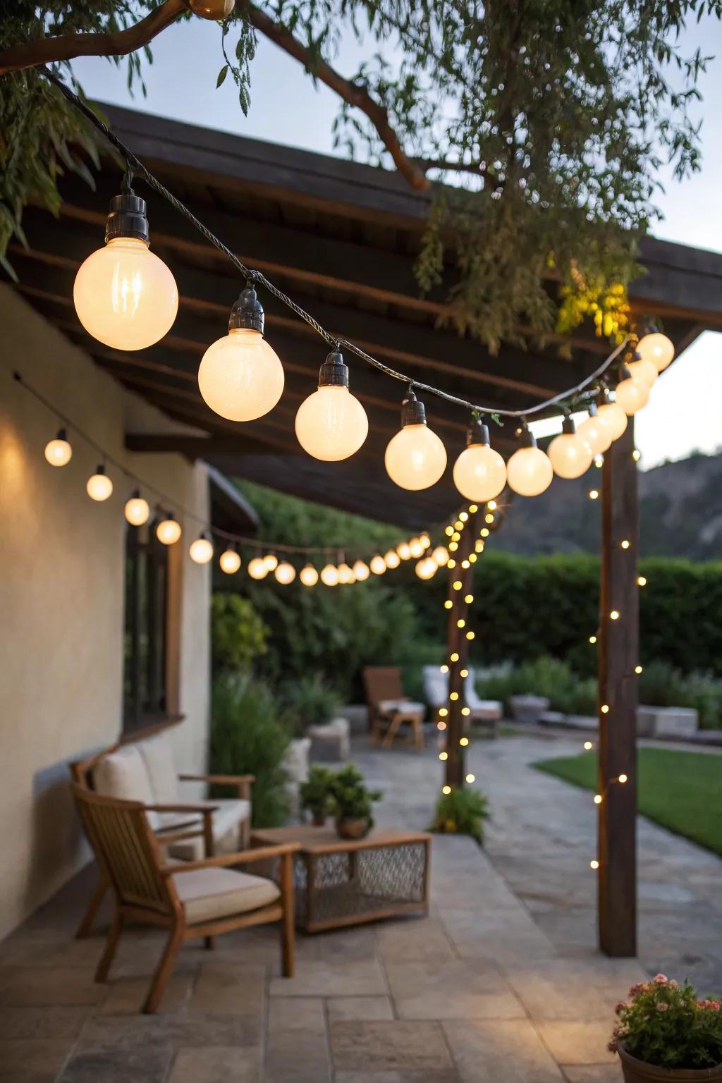 Globe lights offer a quirky, bold lighting feature with a soft glow.