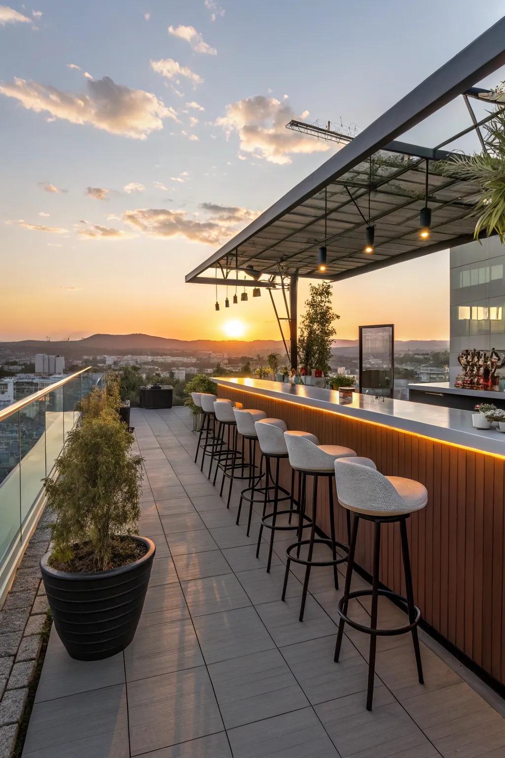 Entertain guests with a trendy rooftop bar.