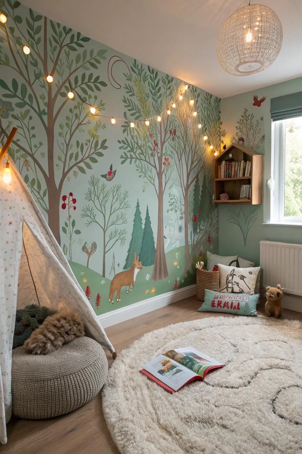 Create magic with forest-themed wallpaper.