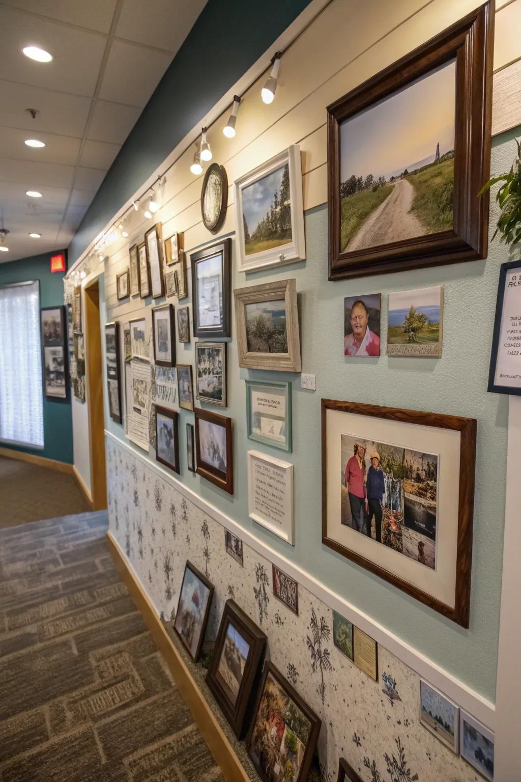 A narrative wall art display reflecting personal stories.