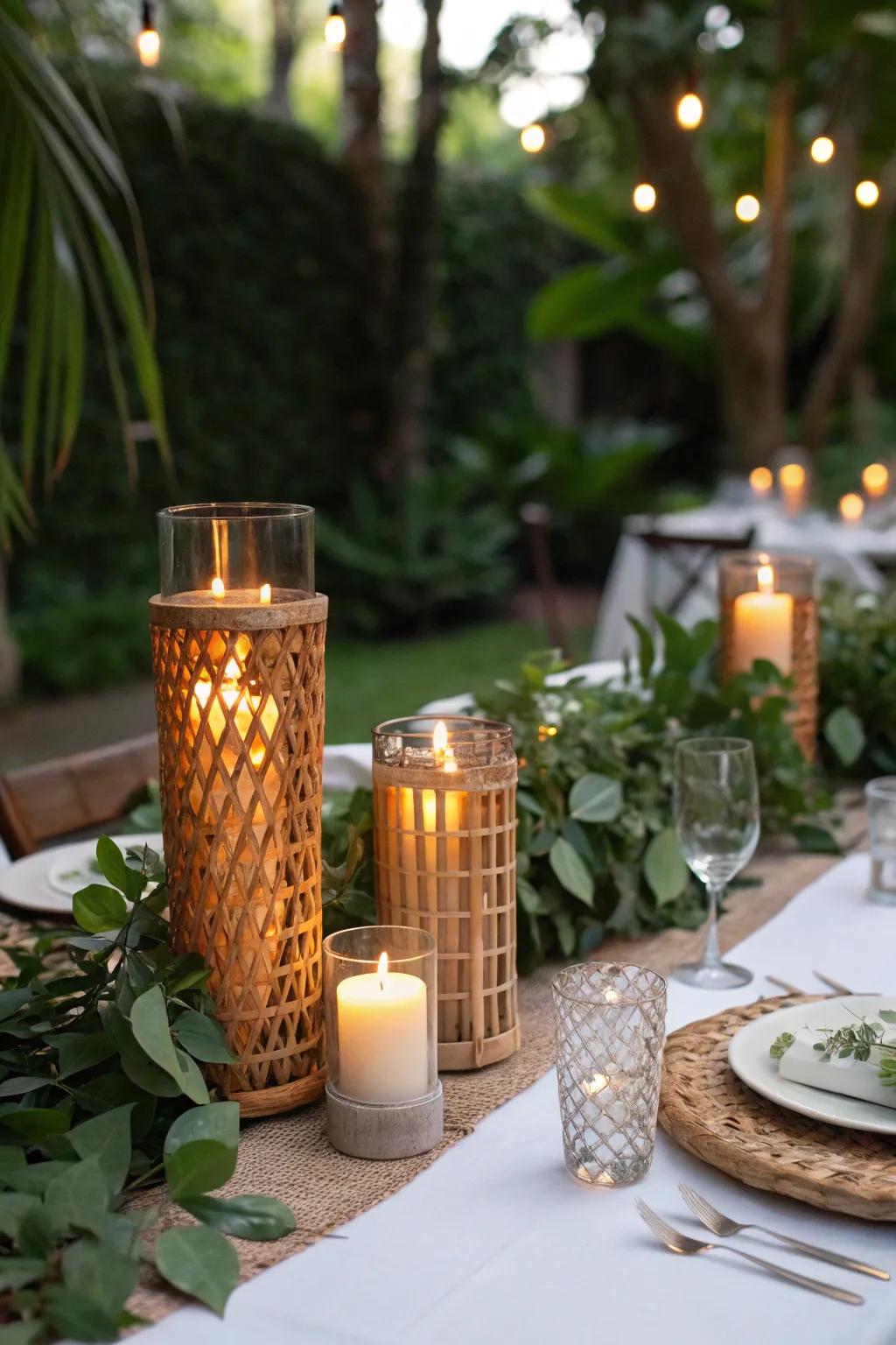 Eco-friendly candle holders adding sustainable style to the decor.