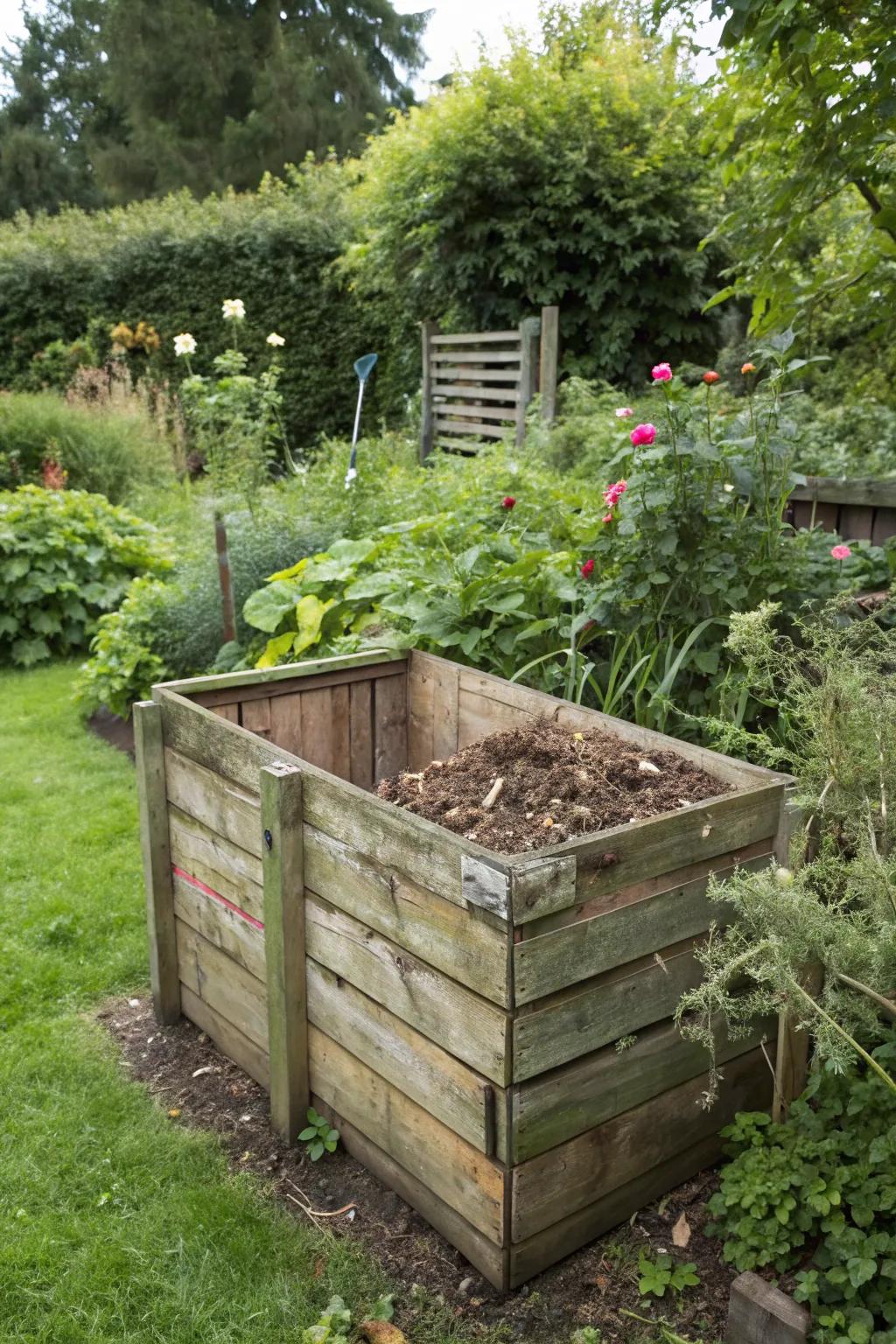 Turn waste into wealth with a wooden compost bin.