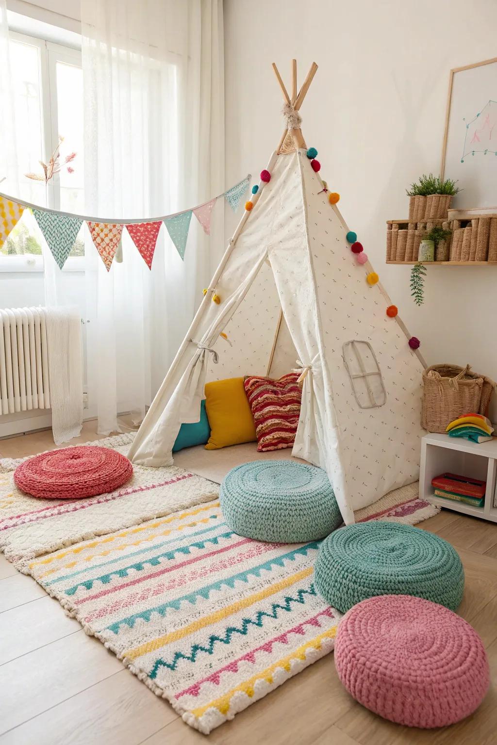 A play tent offers a cozy and creative play area for your toddler.