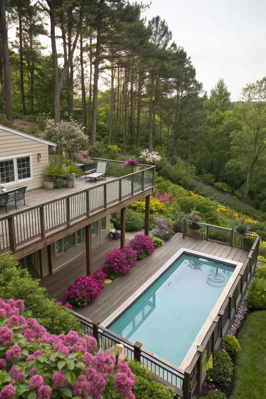 Gain perspective with an elevated pool deck.