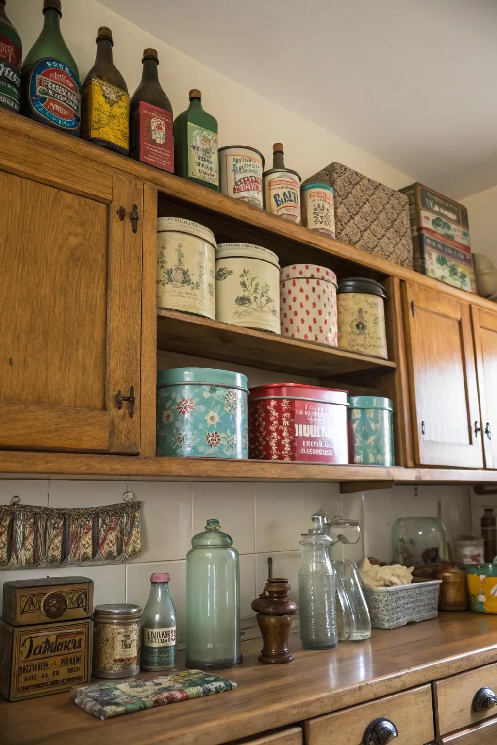 Vintage finds add a unique and charming character to your kitchen decor.