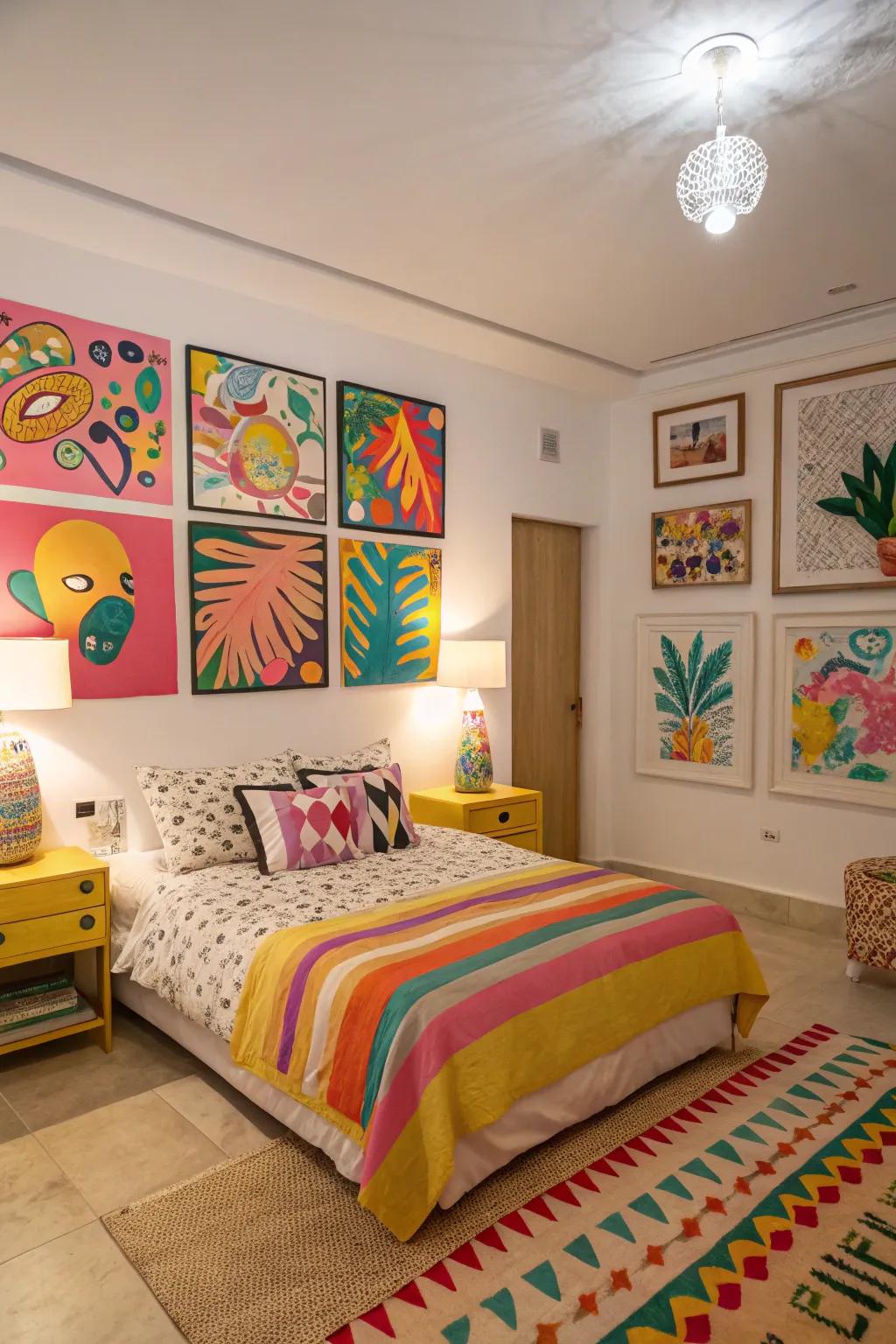 Colorful art breathes life into your personal sanctuary.