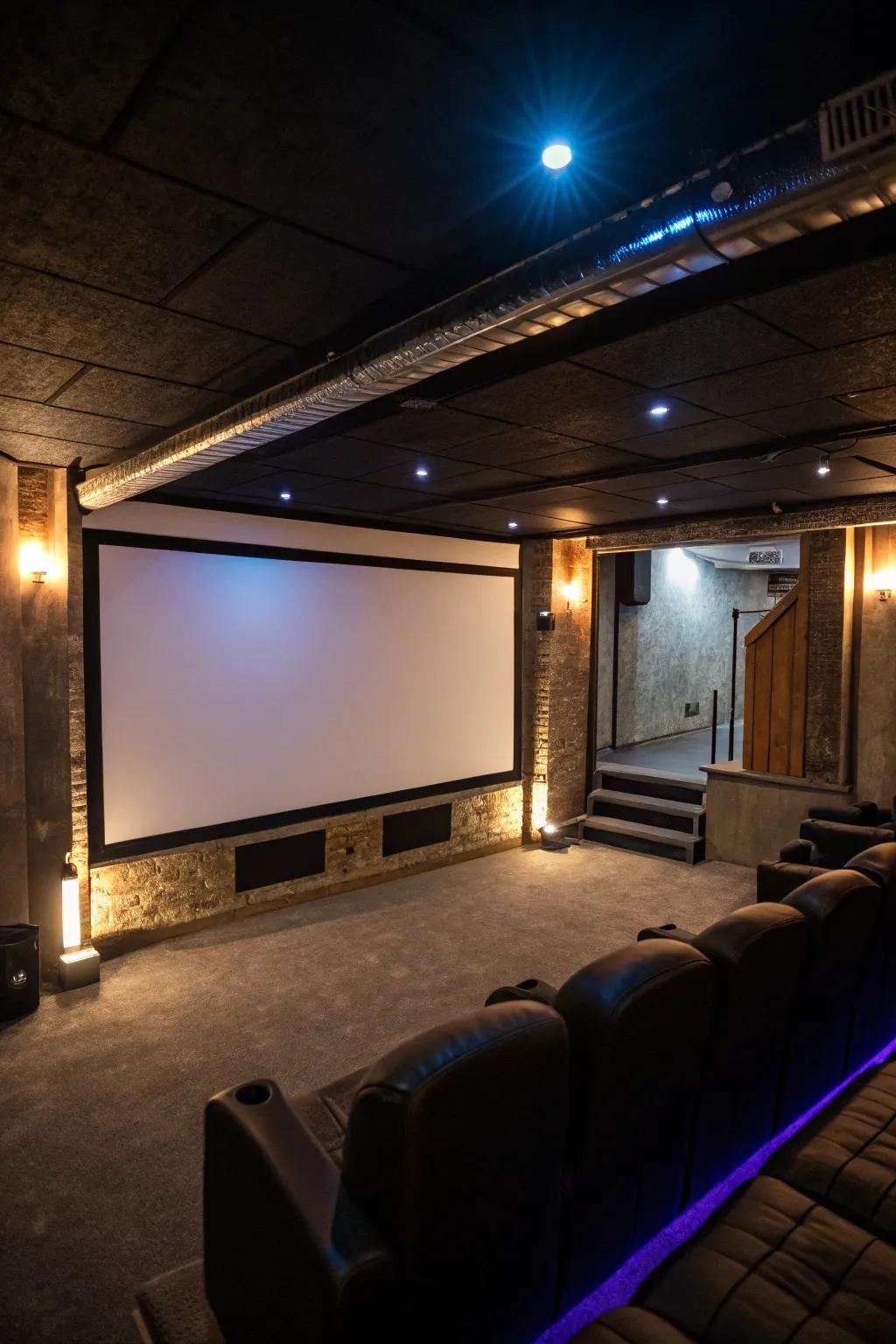 A large projection screen elevates your home theater to a cinematic level.