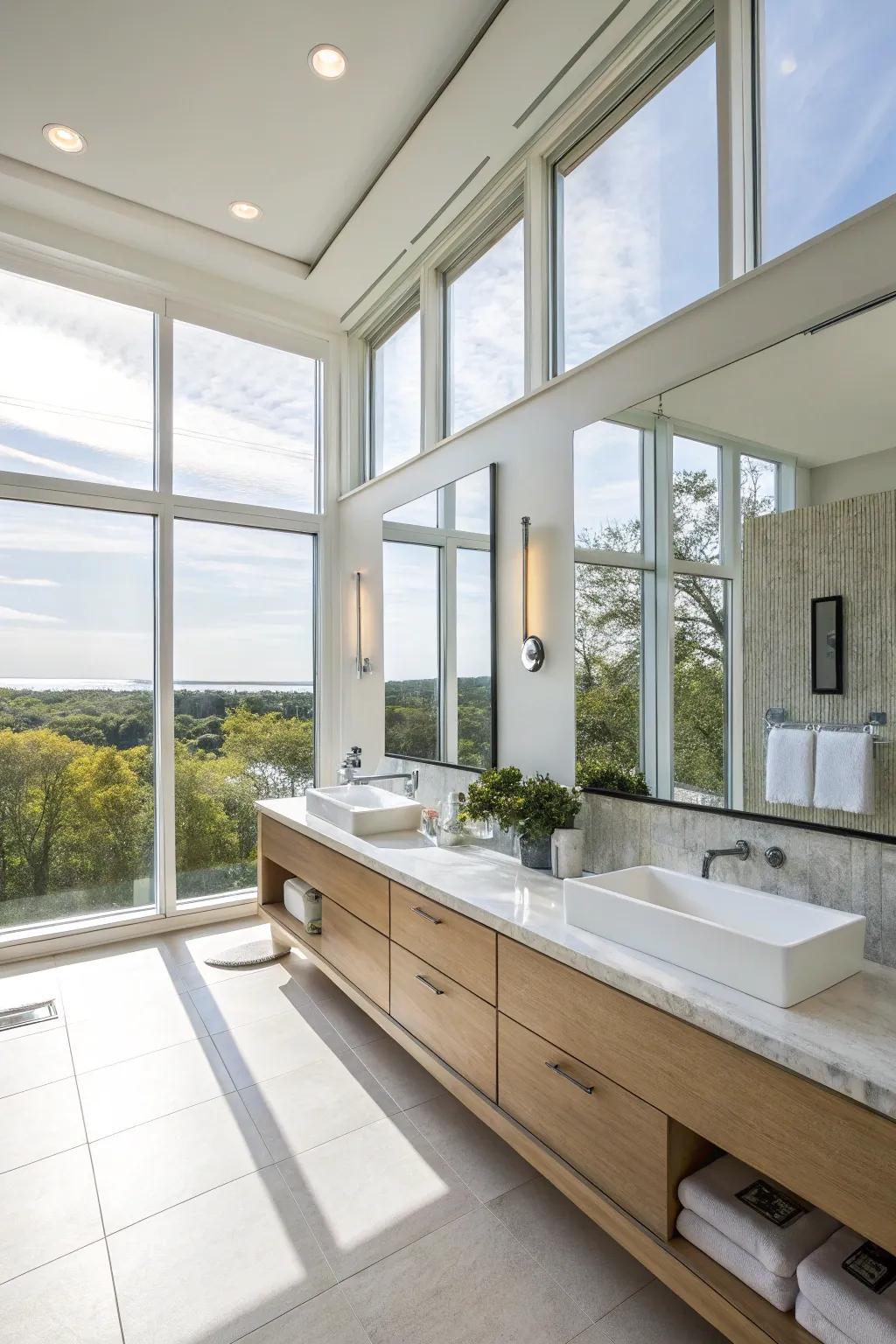 Let the sunshine in to create a light and airy bathroom.