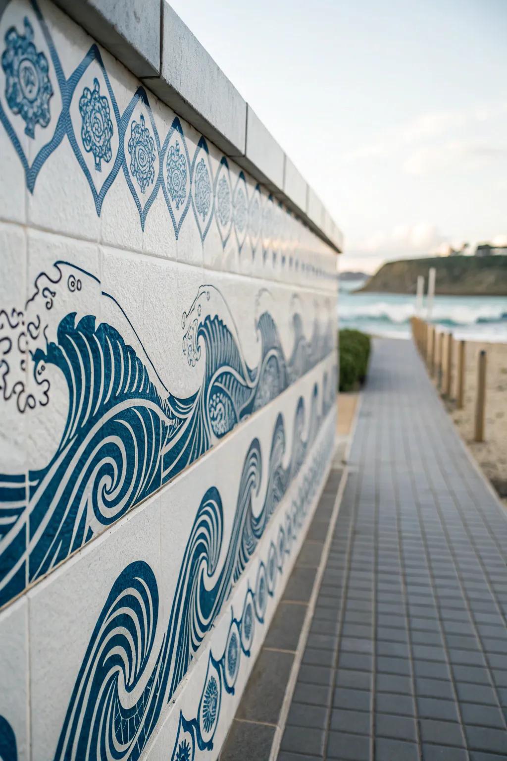 Capture the essence of the sea with dynamic wave patterns.