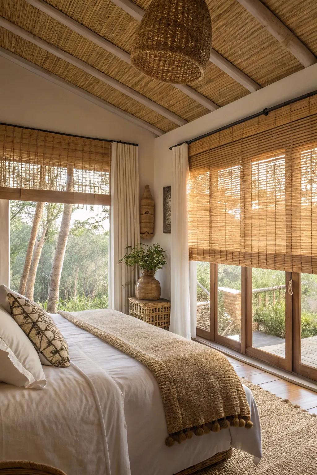 Bamboo shades bring a touch of nature indoors.