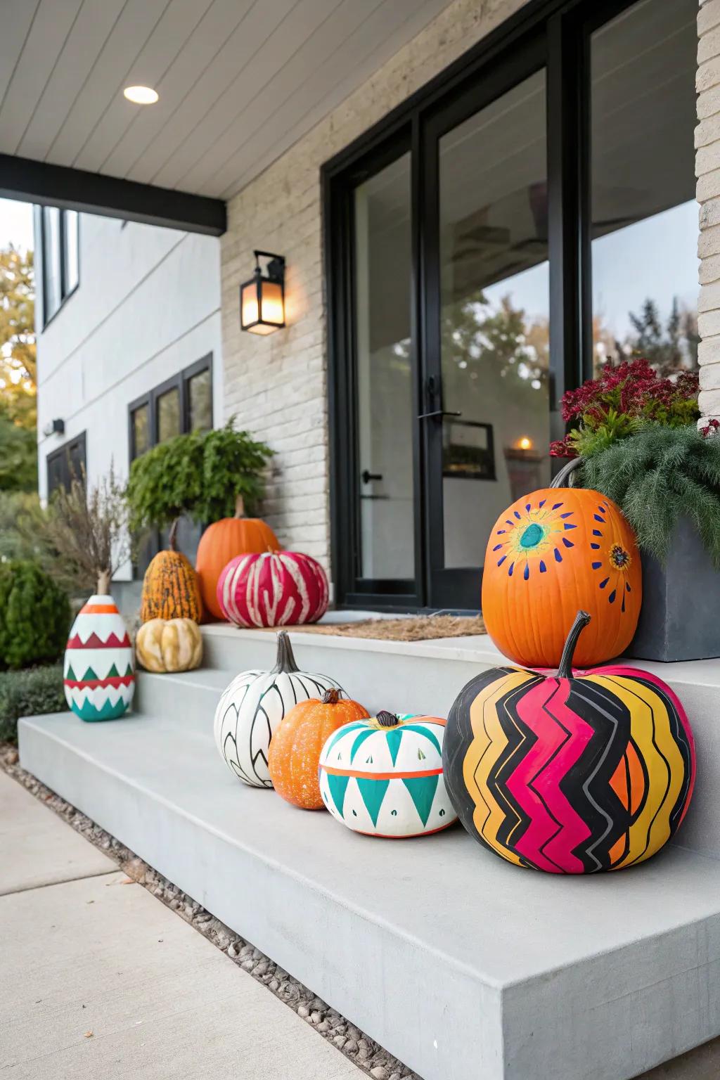 Turn your pumpkins into abstract art pieces.