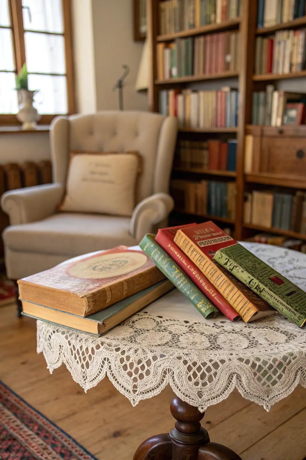 Add a nostalgic feel to your decor with vintage book covers.