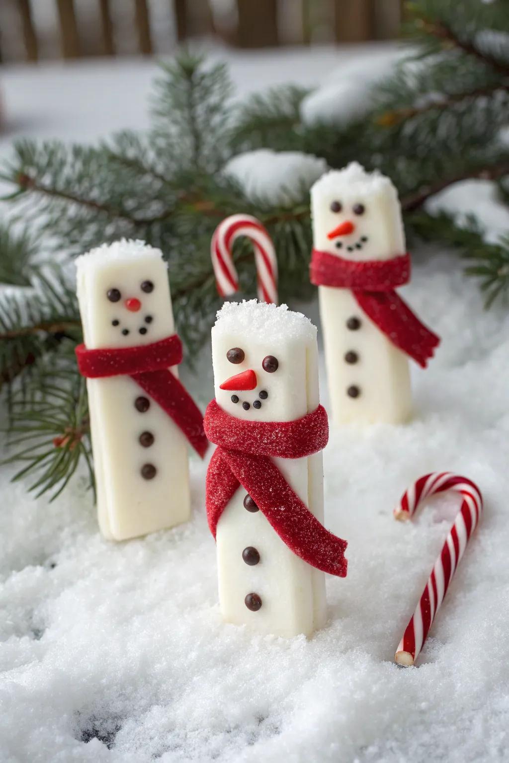 Snowman candy bars bringing smiles and sweetness to the holiday season.