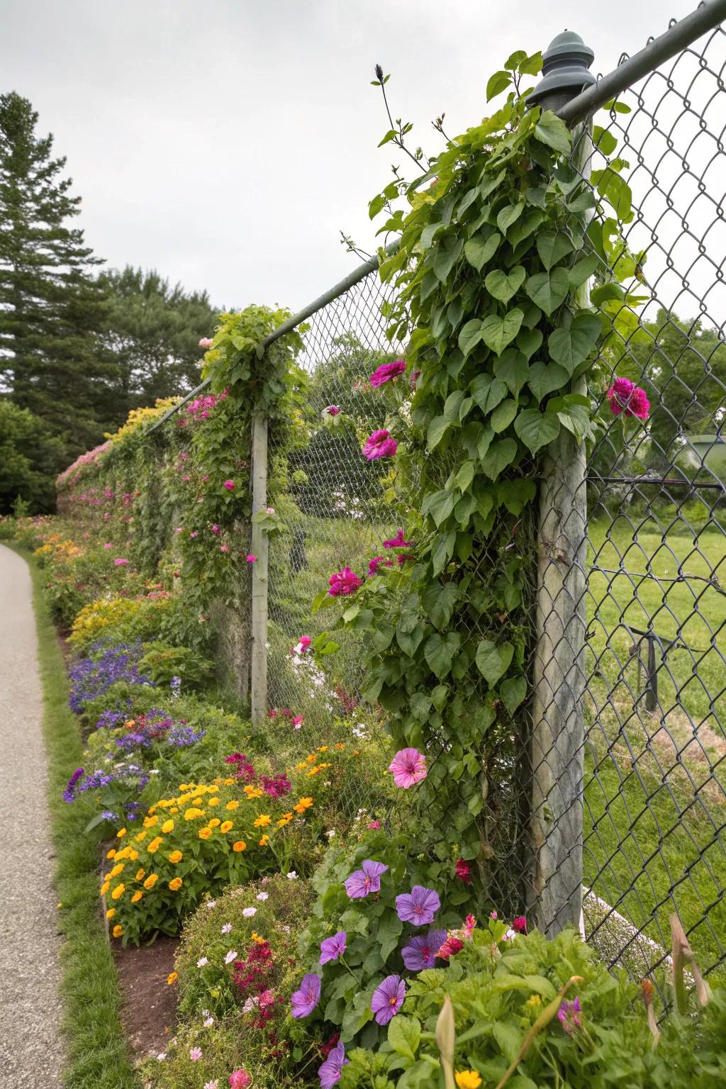 Climbing plants can transform your fence into a living wall.