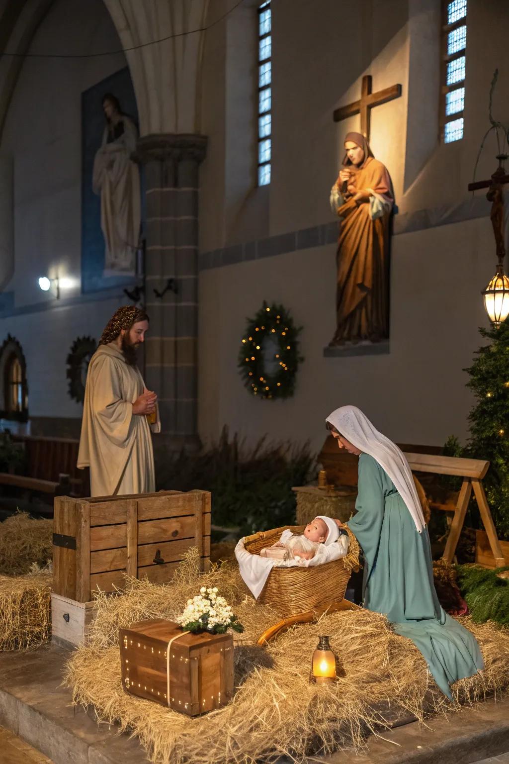 A beautifully detailed nativity scene captures the essence of Christmas.