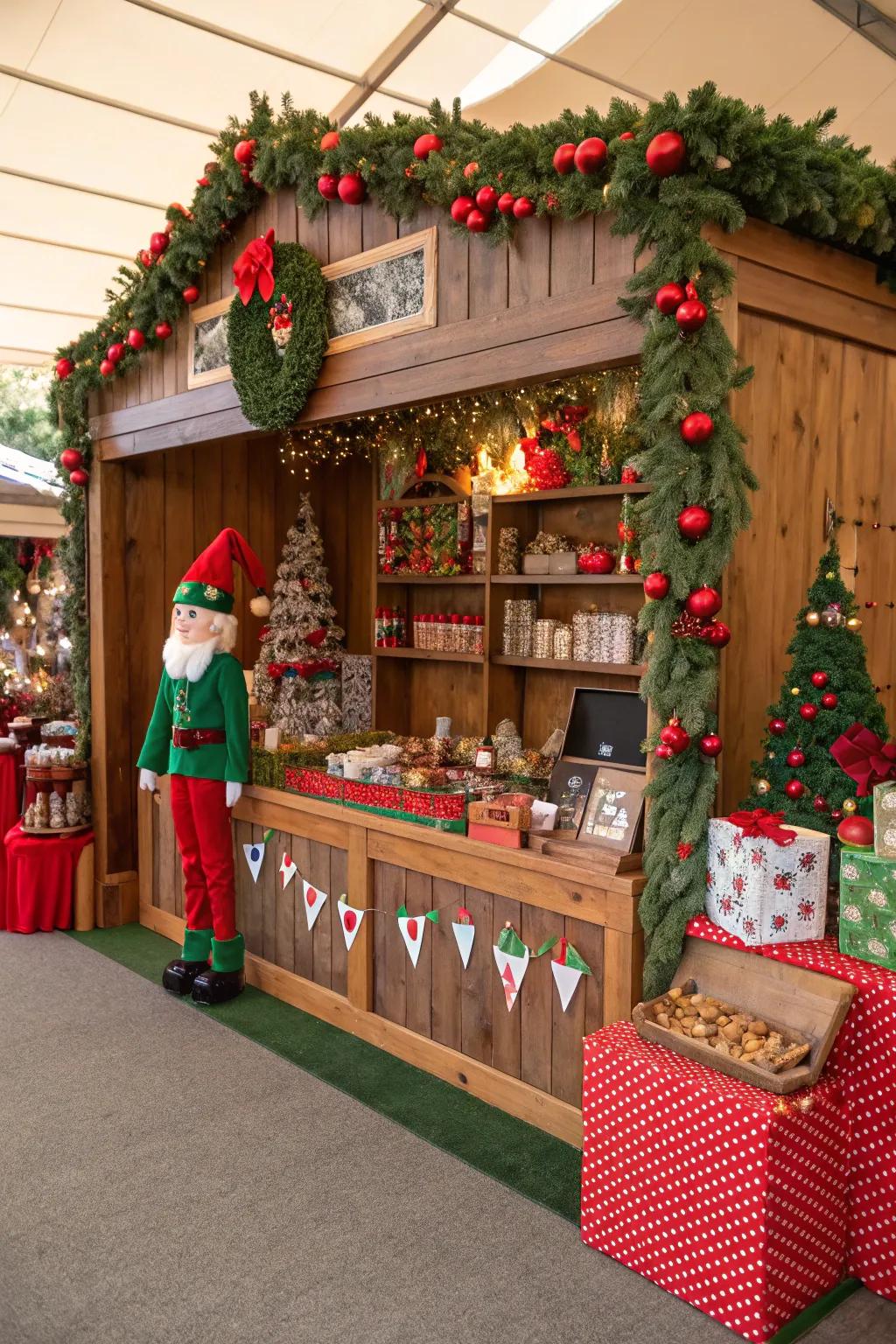 Santa's Workshop theme brings a playful charm to the market.