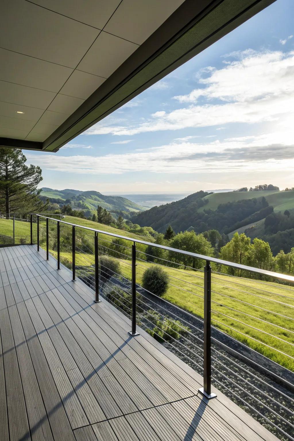 Unobstructed views with cable railings for a modern and sleek aesthetic.