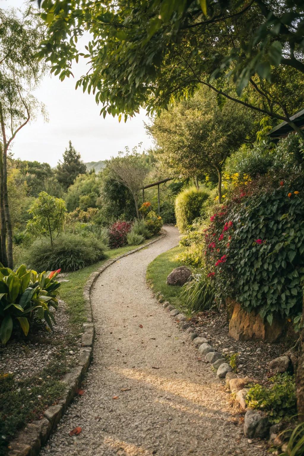 A rustic pathway invites you to explore the garden.