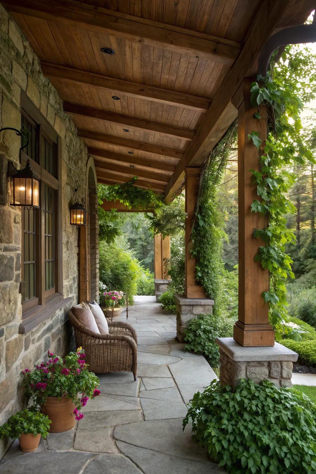 Natural materials add warmth and harmony to your porch.