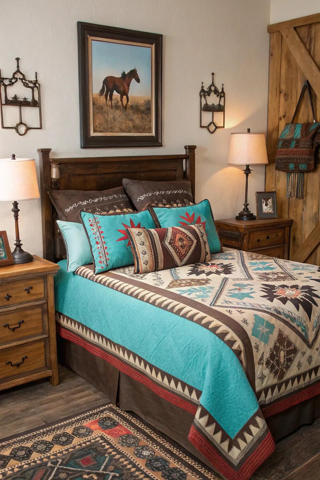 Bold patterns and textures set the cowgirl mood.