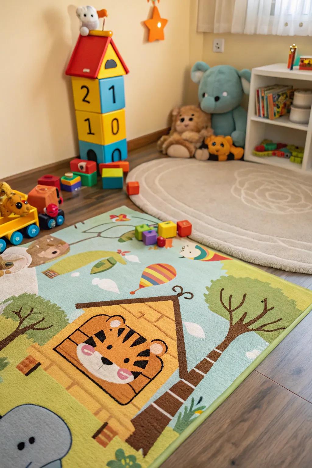 Bring joy with a cartoon-inspired animal rug.