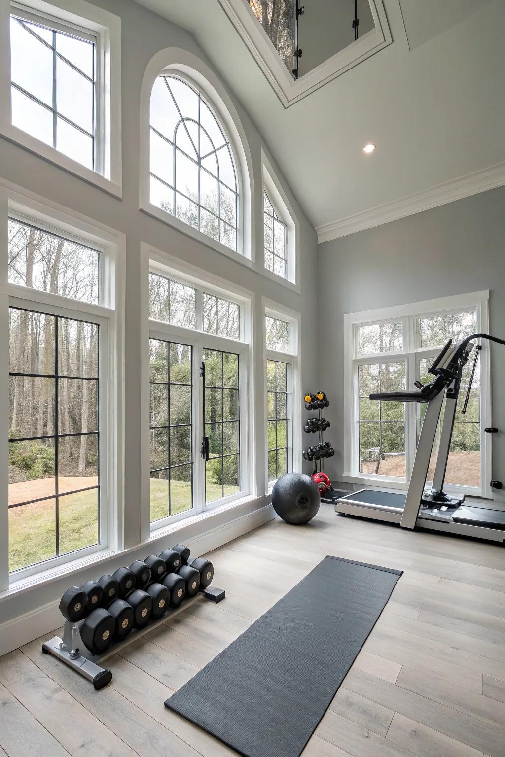A modern gym interior showcasing clean lines and natural light for an inspiring workout environment.