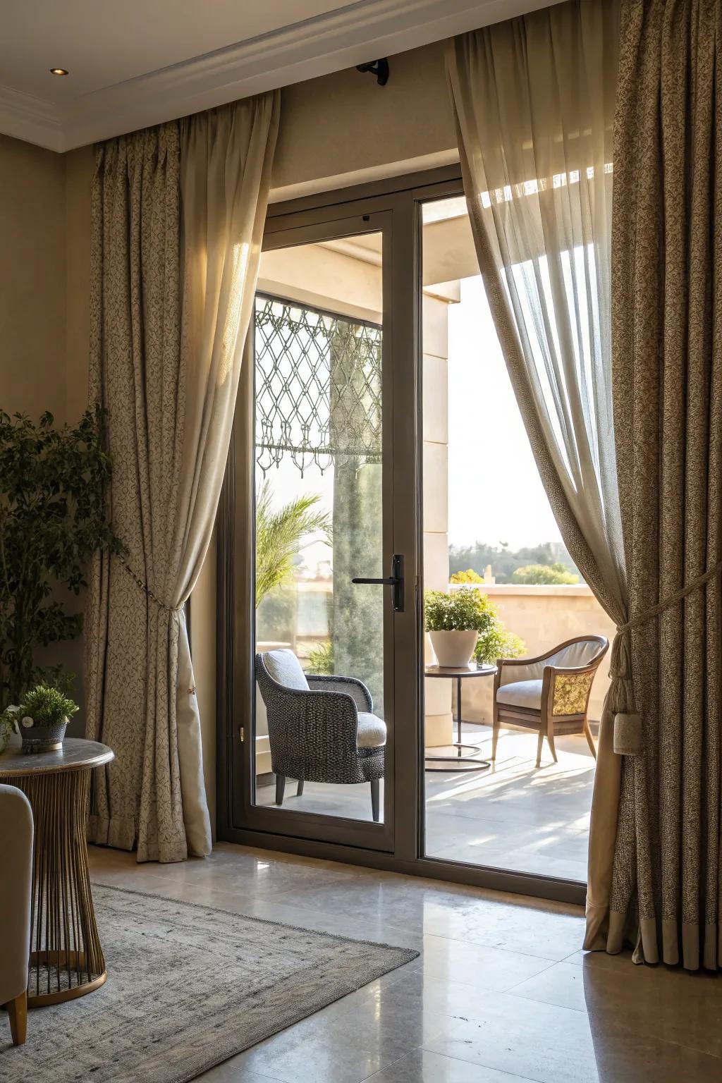 Achieve privacy with elegant curtains.