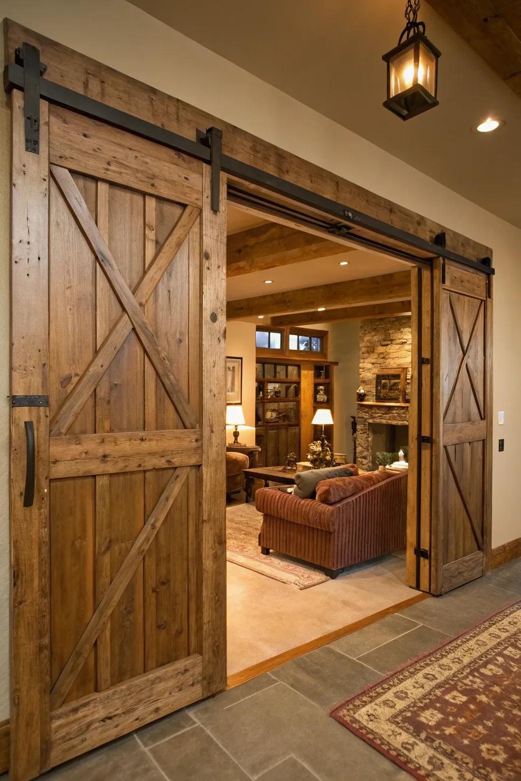 Add rustic charm with traditional barn doors.