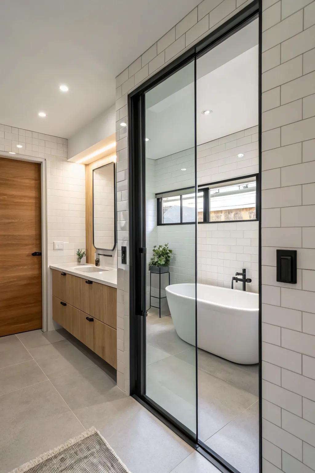 Pocket doors offer a seamless look that saves space.