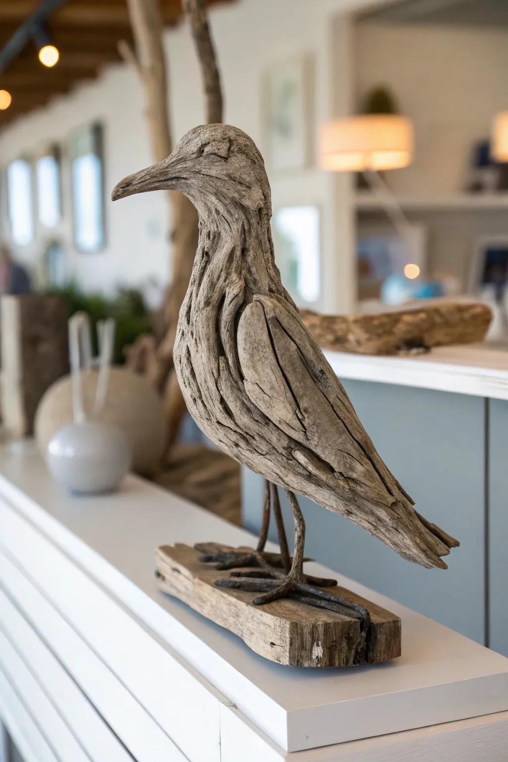 Driftwood sculptures bring an artistic flair to your decor.