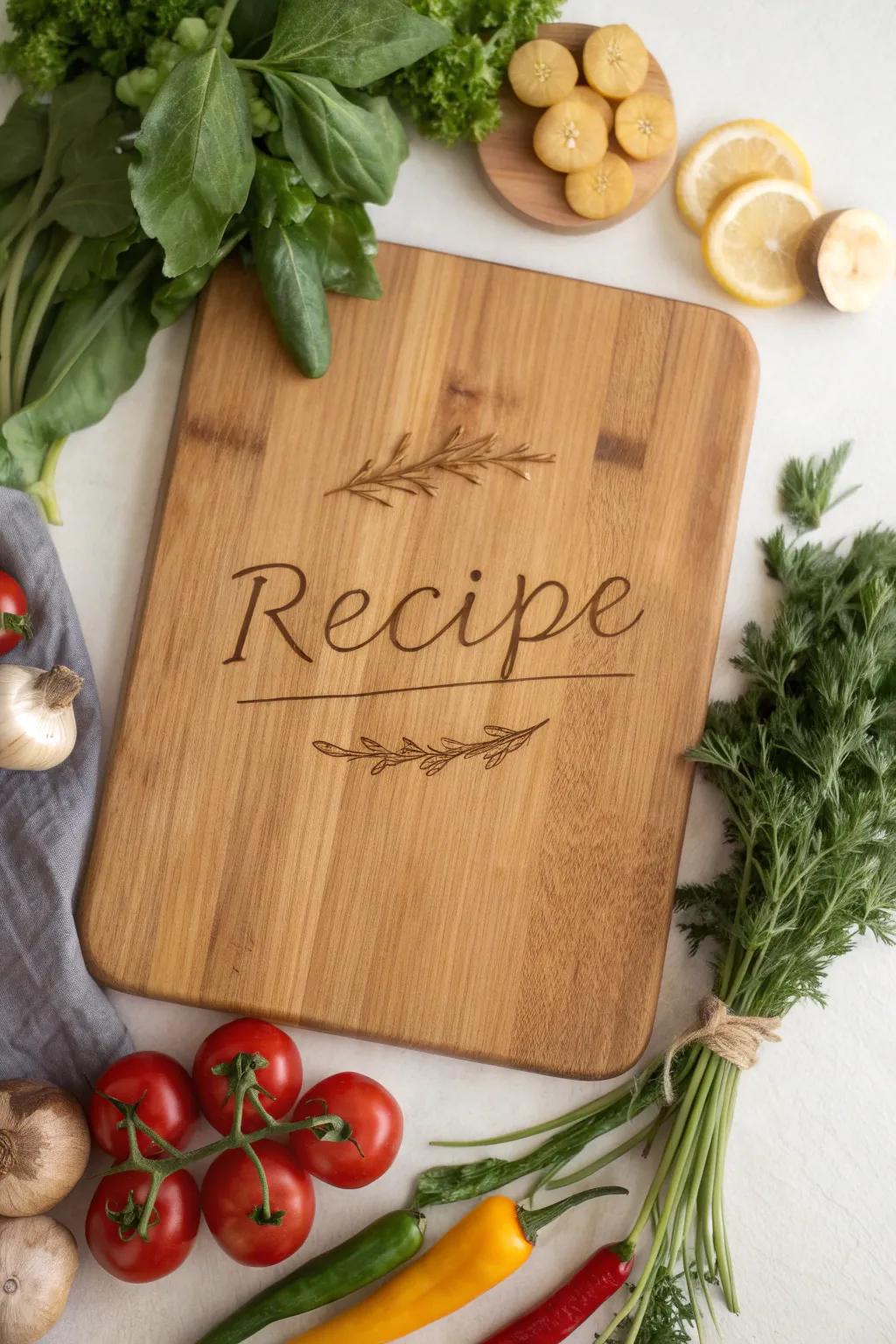 A cutting board engraved with a family recipe makes cooking a personal experience.