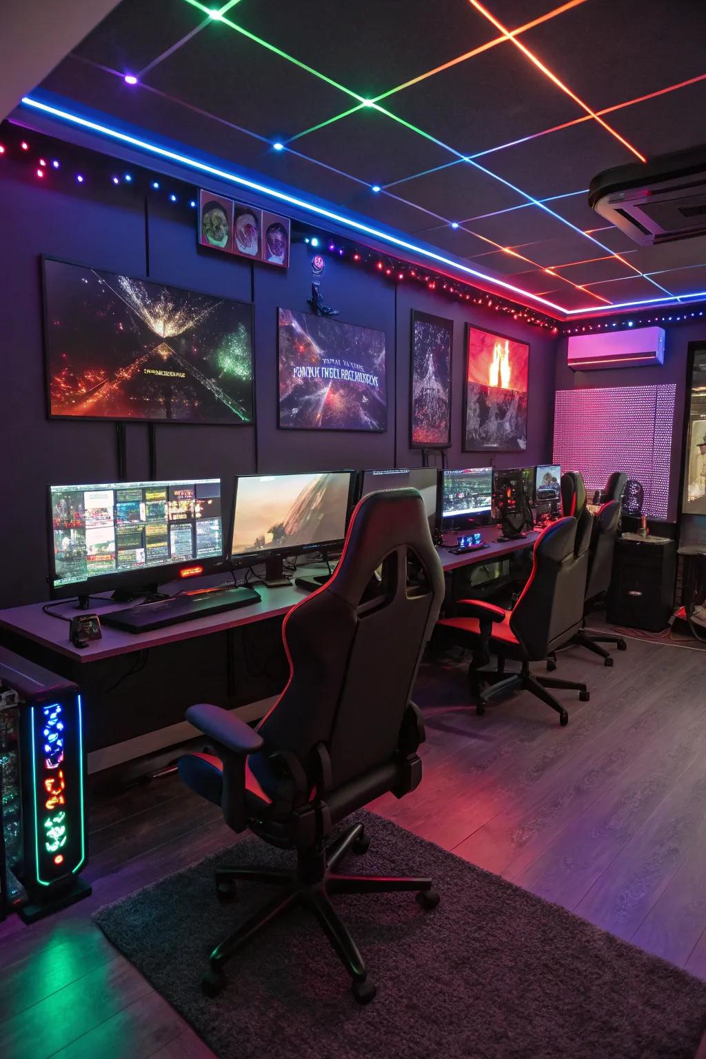 Dive into a world of gaming with a setup that combines technology and comfort.