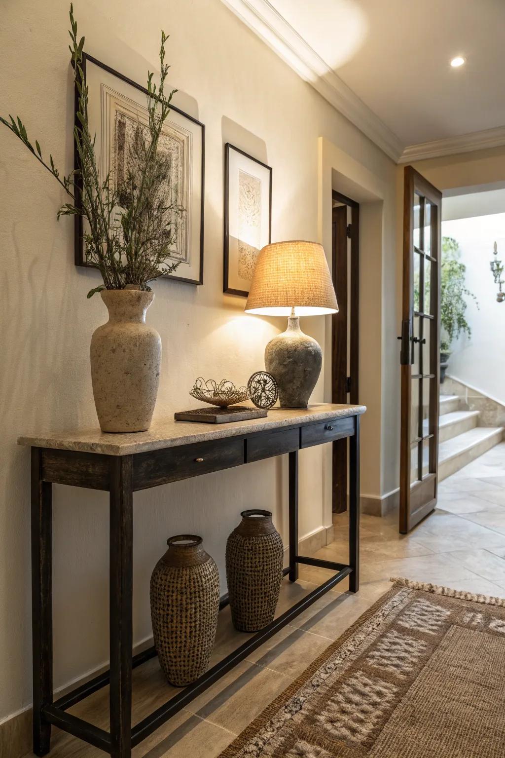 Slim console tables maximize space without sacrificing style.