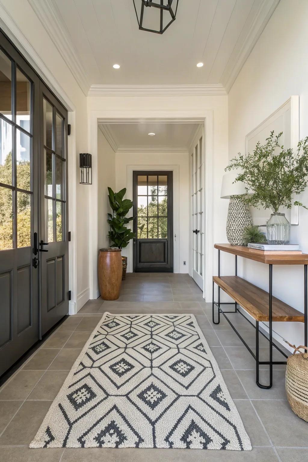 Modern geometric patterns bring energy and style to any entryway.