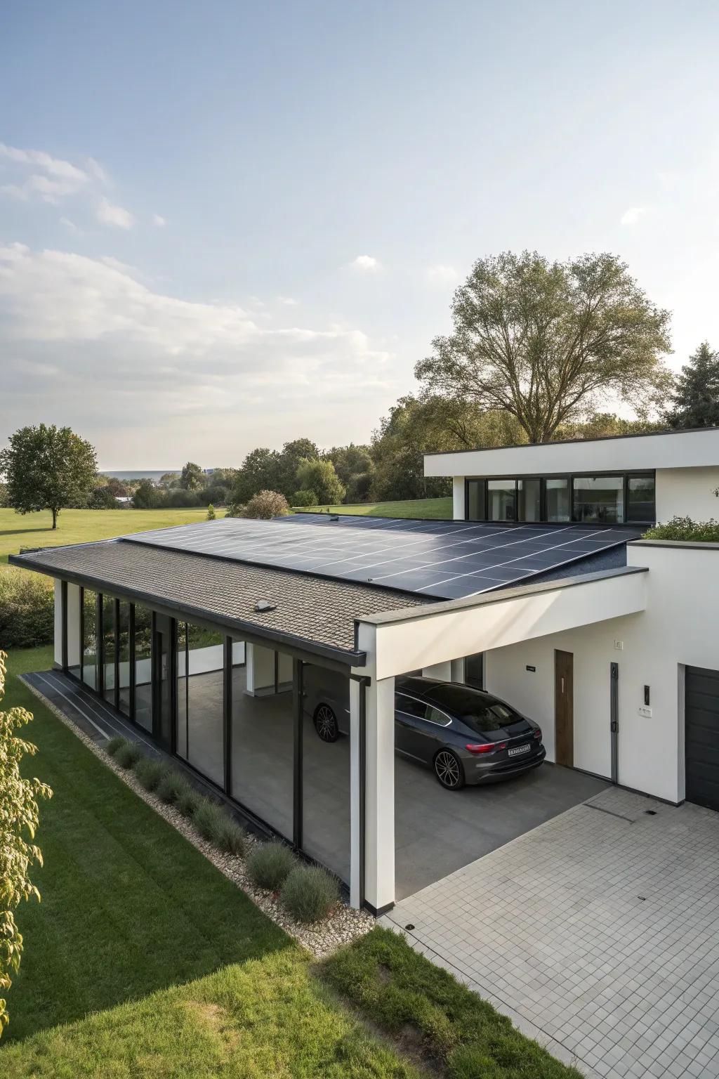 Harness the sun's power with solar panels on your flat roof garage.