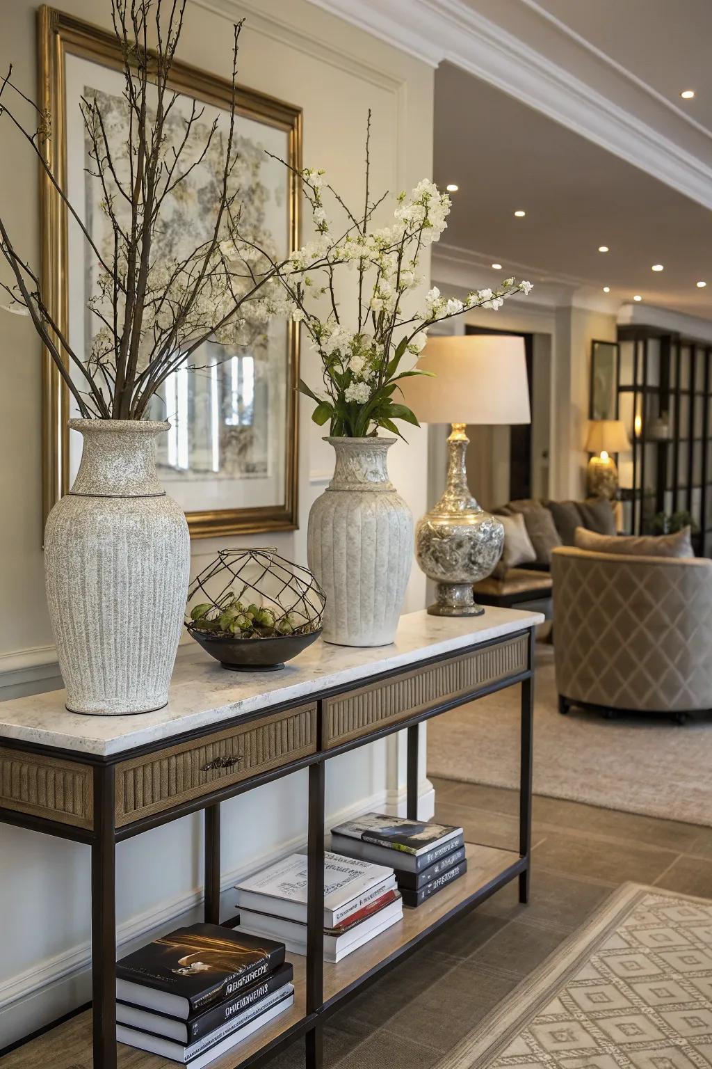 Console tables bring both style and practicality to a foyer.