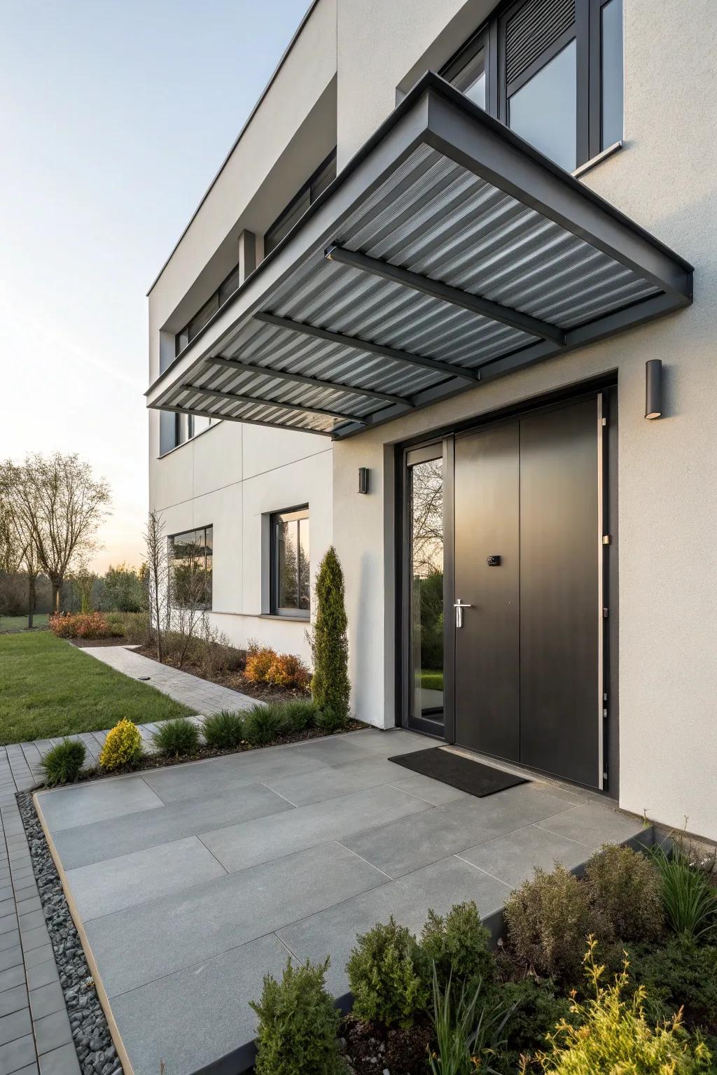 Metal awnings offer a modern edge.