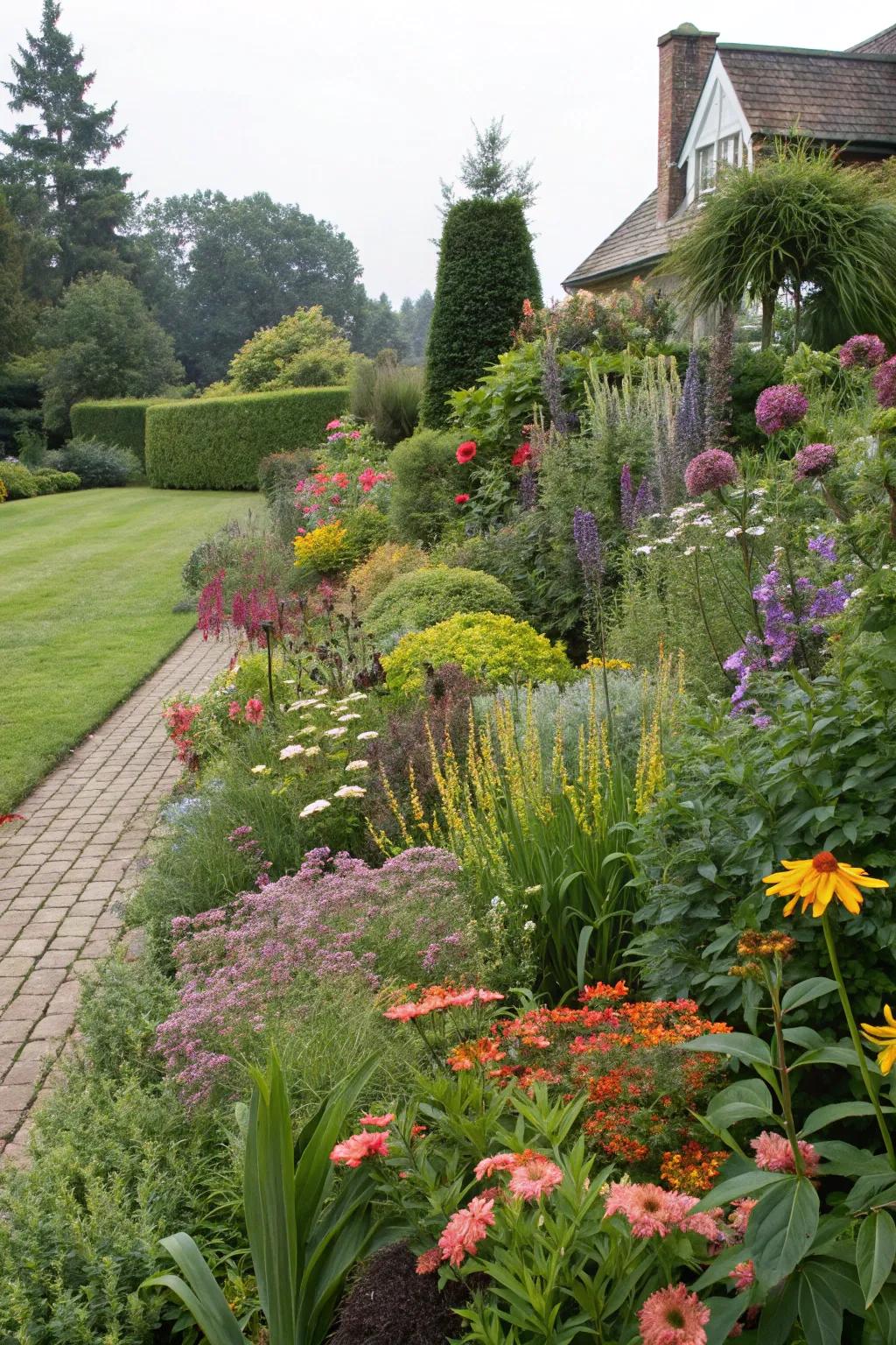 A mix of shrubs and flowers brings life and color to any garden.